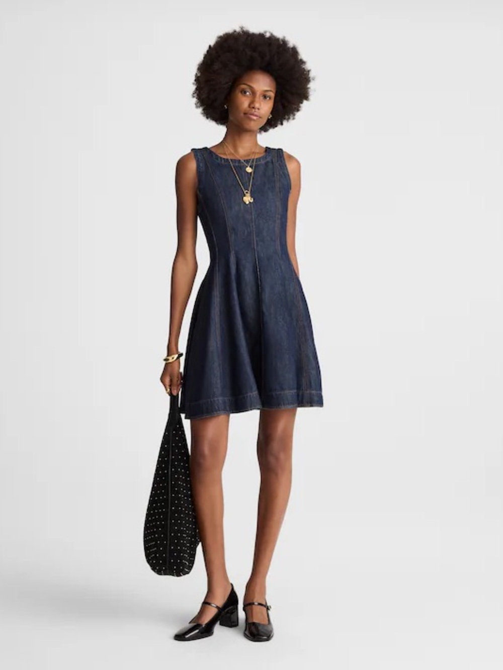 Madewell Airy Denim Circle Mini Dress in Rinse Wash NZ106 Size M NWT - Picture 2 of 9